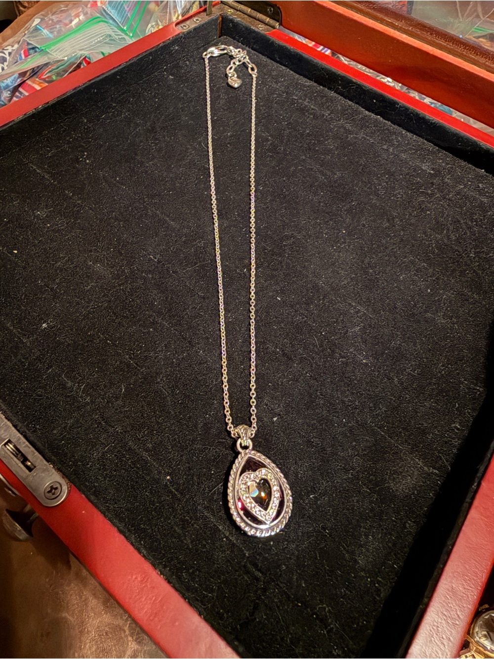Brighton Silver Iridescent Teardrop Necklace